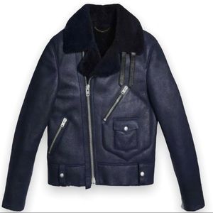 COACH MENS SHEARLING MOTORCYCLE JACKET SIZE 48